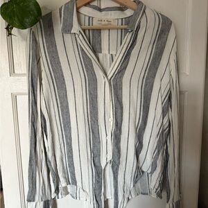 Cloth & Stone Navy and White Striped Shirt
